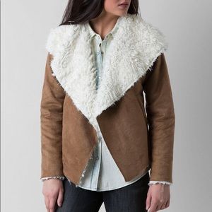 Women's Brown and White Faux Shearling Jacket